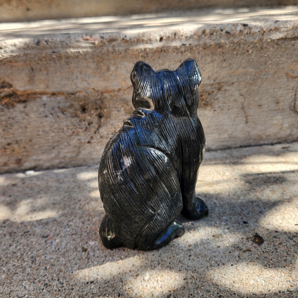 New Soapstone Gray Cat Figure - Picture 5 of 9